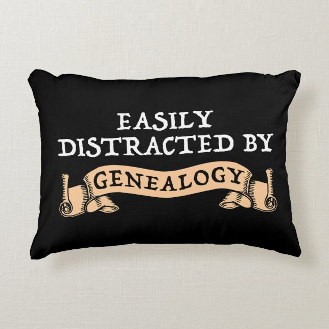 Easily Distracted By Genealogy Accent Pillow (Front)