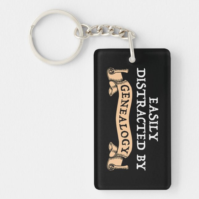 Easily Distracted By Genealogy Keychain (Front)