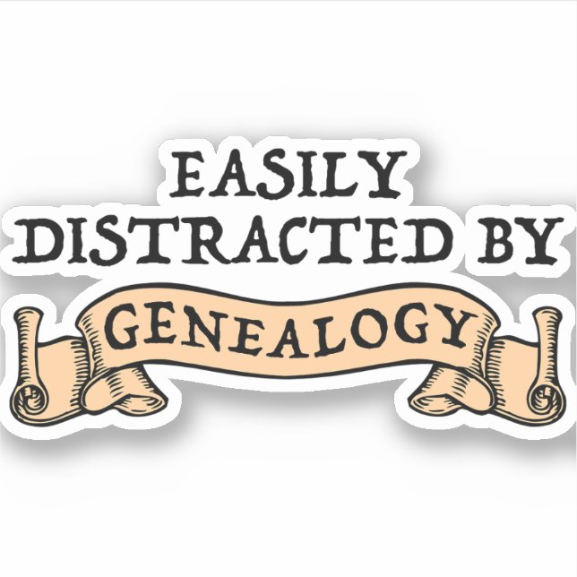 Easily Distracted By Genealogy Sticker (Front)