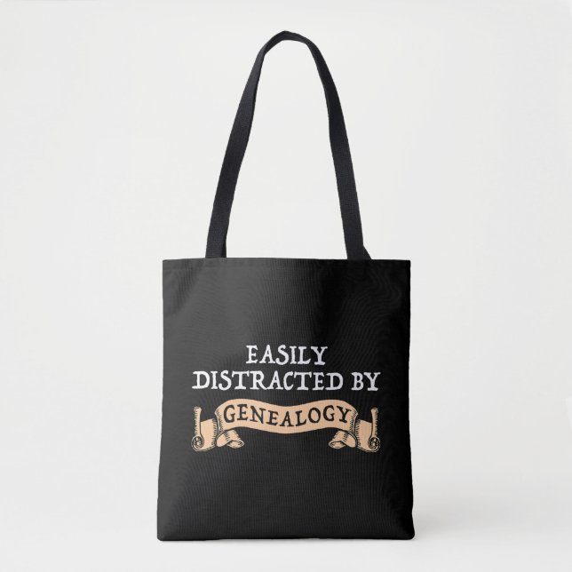 Easily Distracted By Genealogy Tote Bag (Front)