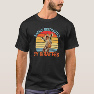 Easily Distracted By Giraffes Retro Design T-Shirt