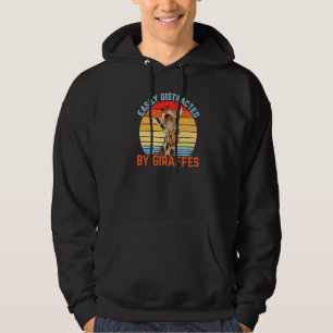 Easily Distracted By Giraffes Retro Hoodie