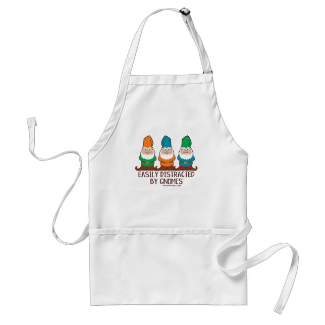 Easily Distracted by Gnomes Adult Apron (Front)