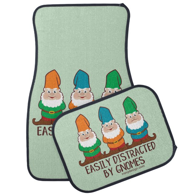 Easily Distracted by Gnomes Car Floor Mat (Set)
