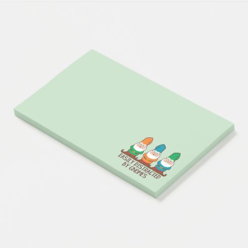 Easily Distracted by Gnomes Cute Green Post_it Notes