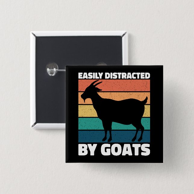 Easily Distracted By Goats Cute Farming Lover Cool Button (Front & Back)