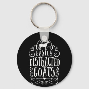 Easily Distracted By Goats Funny Goat Lover Gifts Keychain