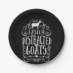 Easily Distracted By Goats Funny Goat Lover Gifts Paper Plates