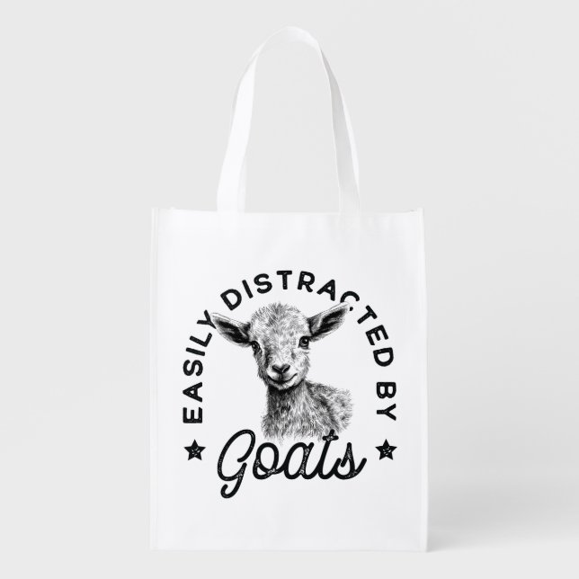 Easily Distracted by Goats Grocery Bag (Front)