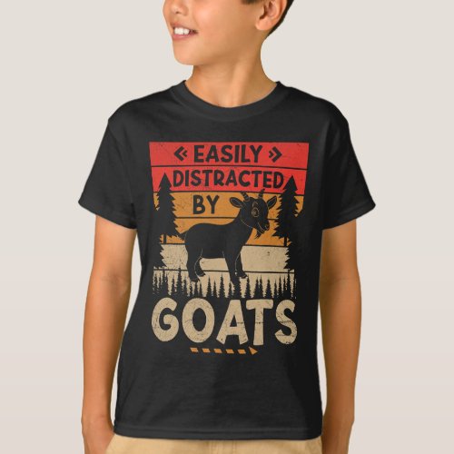 Easily distracted by Goats Harvest Farming Barn Ca T_Shirt