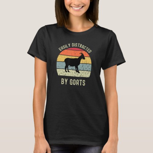 Easily Distracted by Goats Retro Groovy Farm Anima T_Shirt