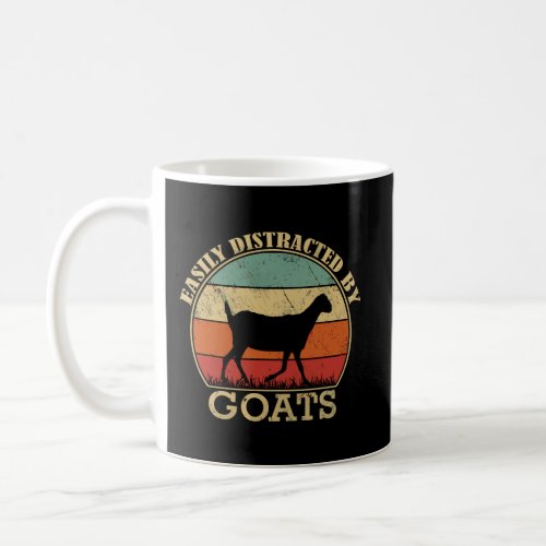 Easily Distracted By Goats Retro Vintage Funny Goa Coffee Mug