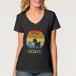 Easily Distracted By Goats Retro Vintage Funny Goa T-Shirt
