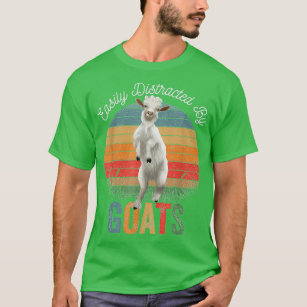Easily Distracted By Goats Retro Vintage Funny Goa T-Shirt