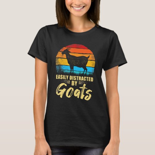 Easily Distracted By Goats Retro Vintage Goat T_Shirt