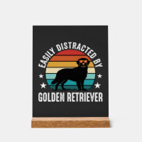 Easily Distracted by Golden Retriever Retro Sunset