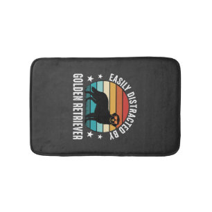 Easily Distracted by Golden Retriever Retro Sunset Bath Mat
