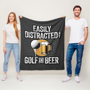 Easily Distracted by Golf and Beer Fleece Blanket
