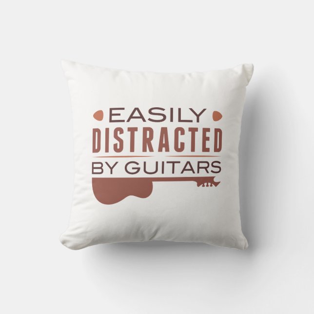 Easily Distracted By Guitars Throw Pillow (Front)