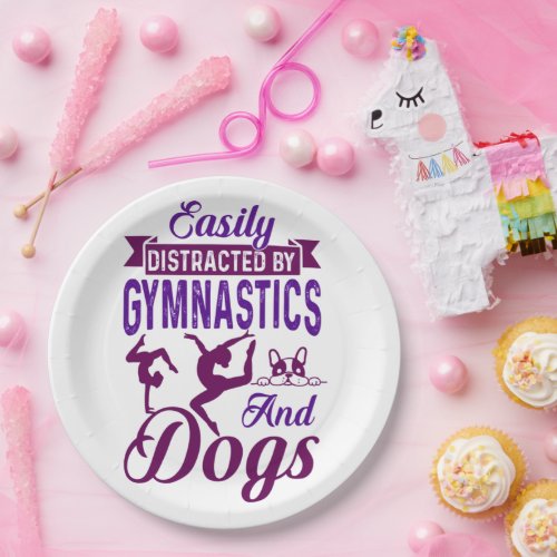 Easily Distracted By Gymnastics and Dogs Paper Plates
