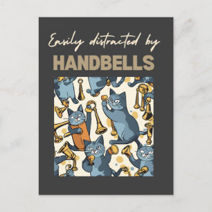easily distracted by handbells postcard