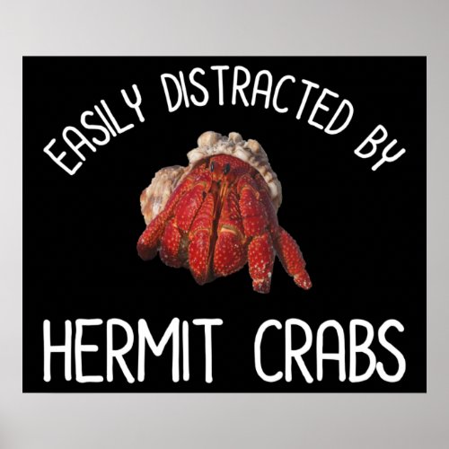 Easily Distracted By Hermit Crabs Poster