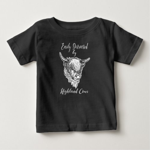 Easily Distracted By Highland Cows Baby T_Shirt