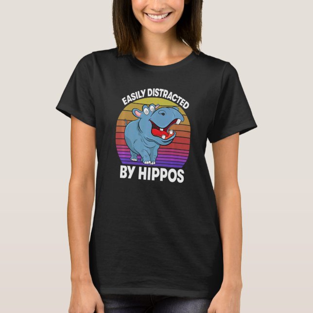 Easily Distracted By Hippo  Women Hippopotamus Par T-Shirt (Front)