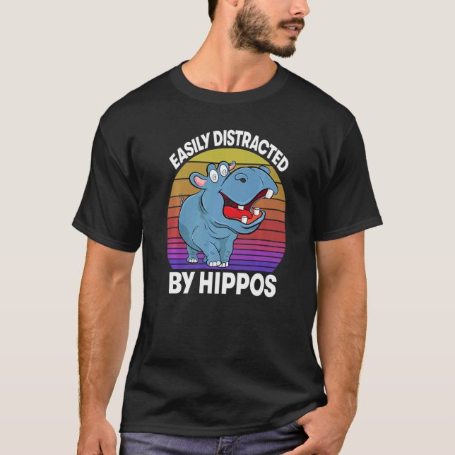 Easily Distracted By Hippo  Women Hippopotamus Par T-Shirt (Front)