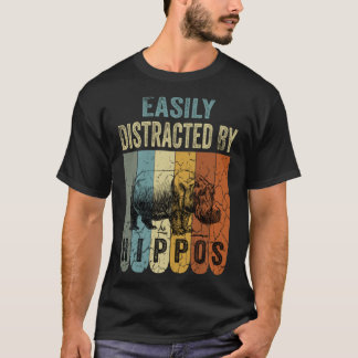 Easily Distracted By Hippos Retro Vintage Hippo T-Shirt