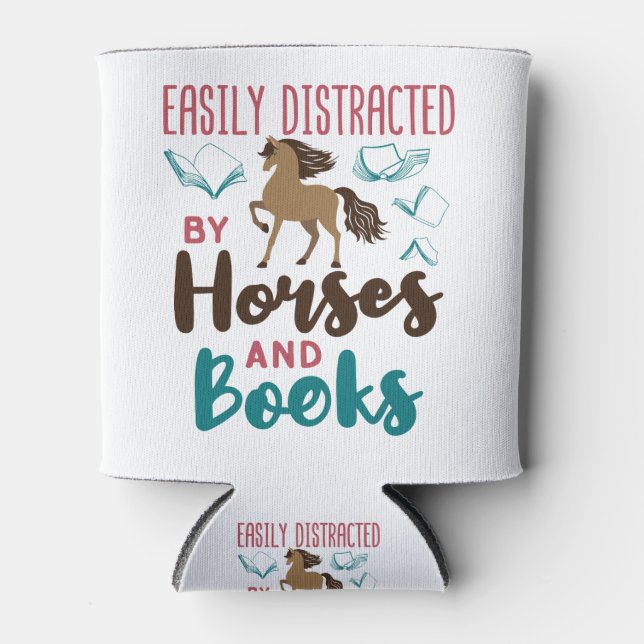 Easily Distracted by Horses and Books Can Cooler (Front)