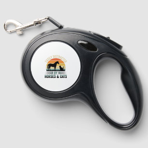 Easily Distracted By Horses And Cats Vintage Desig Retractable Pet Leash