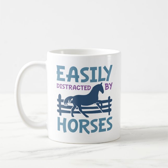 Easily Distracted By Horses Coffee Mug (Left)