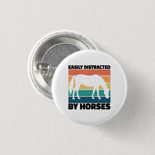 Easily Distracted By Horses Farming Lover Cool Button