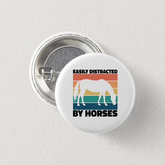 Easily Distracted By Horses Farming Lover Cool  Button (Front & Back)