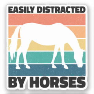Easily Distracted By Horses Farming Lover Cool Sticker