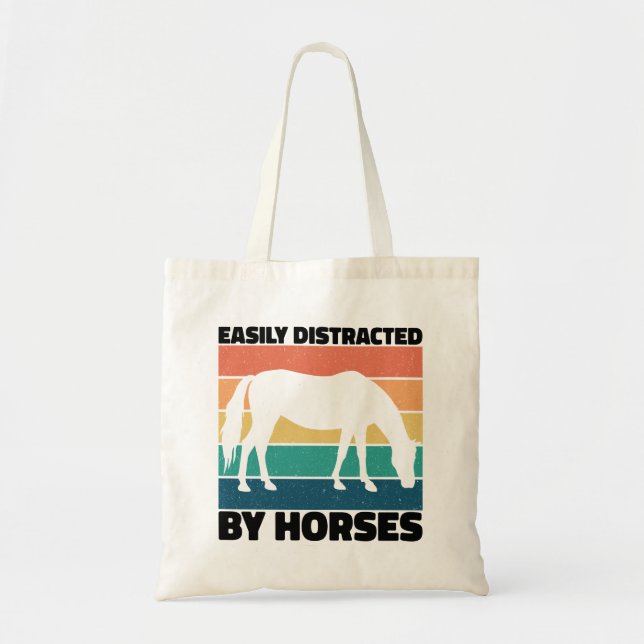 Easily Distracted By Horses Farming Lover Cool  Tote Bag (Front)