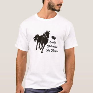 Easily Distracted By Horses Horse Back Riding Gra T-Shirt