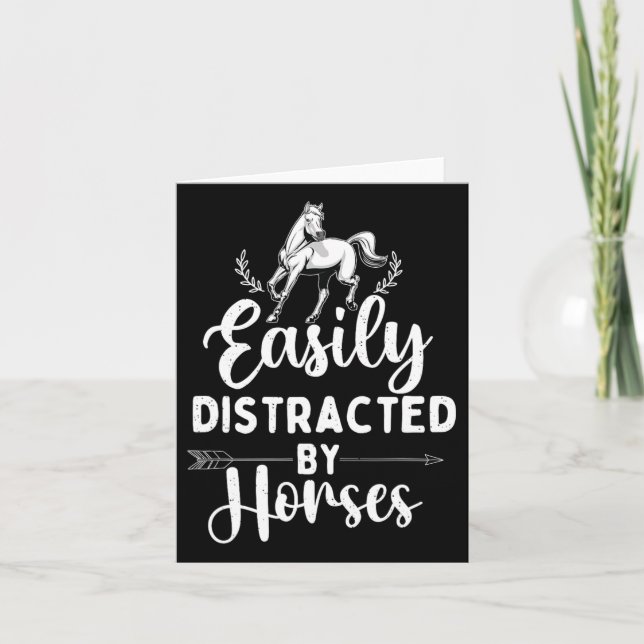 Easily Distracted By Horses - Horse Lover Horsebac Card (Front)