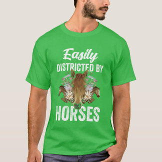 Easily Distracted By Horses Riding Rider Horse ret T-Shirt