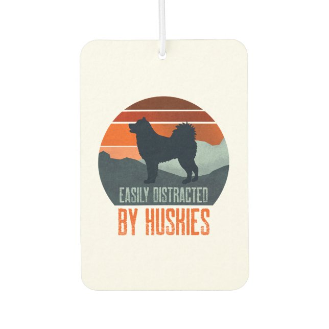 Easily Distracted By Huskies Dog Walking Air Freshener (Front)