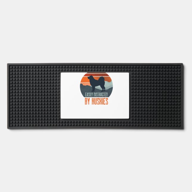 Easily Distracted By Huskies Dog Walking Bar Mat (Front)