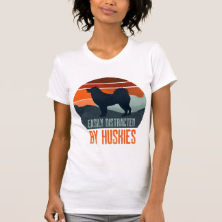 Easily Distracted By Huskies Dog Walking T-Shirt