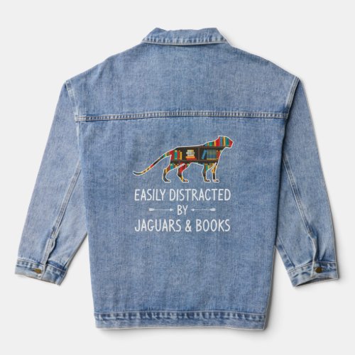 Easily Distracted By Jaguars  Books Lover  Panthe Denim Jacket