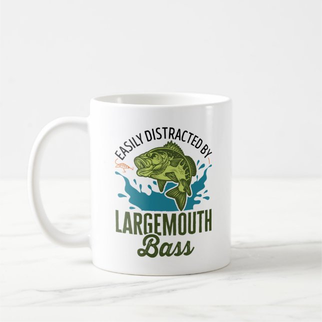 Easily Distracted by Large Mouth Bass Largemouth Coffee Mug (Left)
