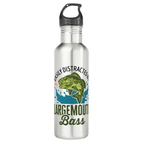 Easily Distracted by Large Mouth Bass Largemouth Stainless Steel Water Bottle