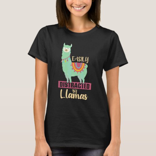 Easily Distracted By Llamas  Cute Animal   For Men T-Shirt