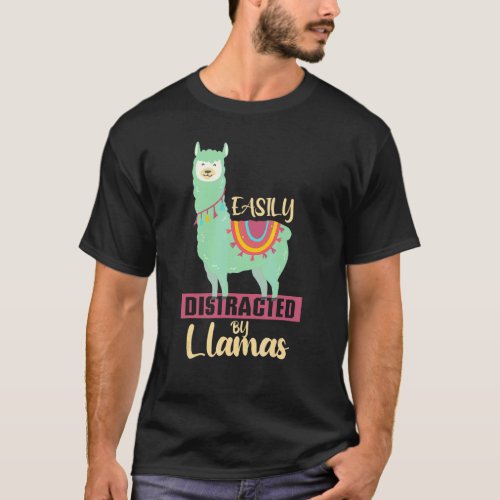Easily Distracted By Llamas  Cute Animal   For Men T-Shirt