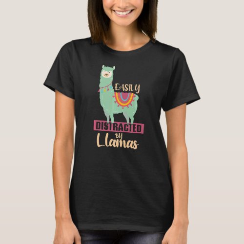 Easily Distracted By Llamas Cute Animal  For Men W T_Shirt
