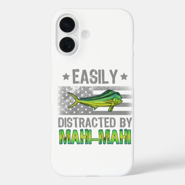 Easily Distracted by Mahi Mahi, Fishermen US Flag Case-Mate iPhone Case (Back)